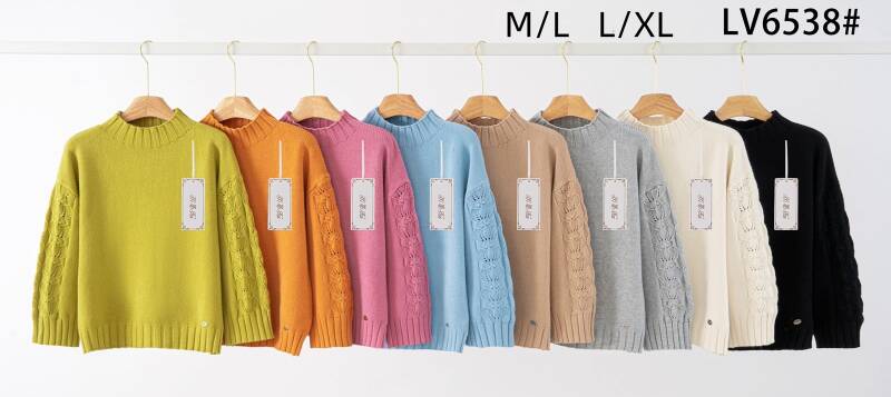 Swetry damskie Roz M/L-L/XL. Mix kolor. Paczka 8 szt